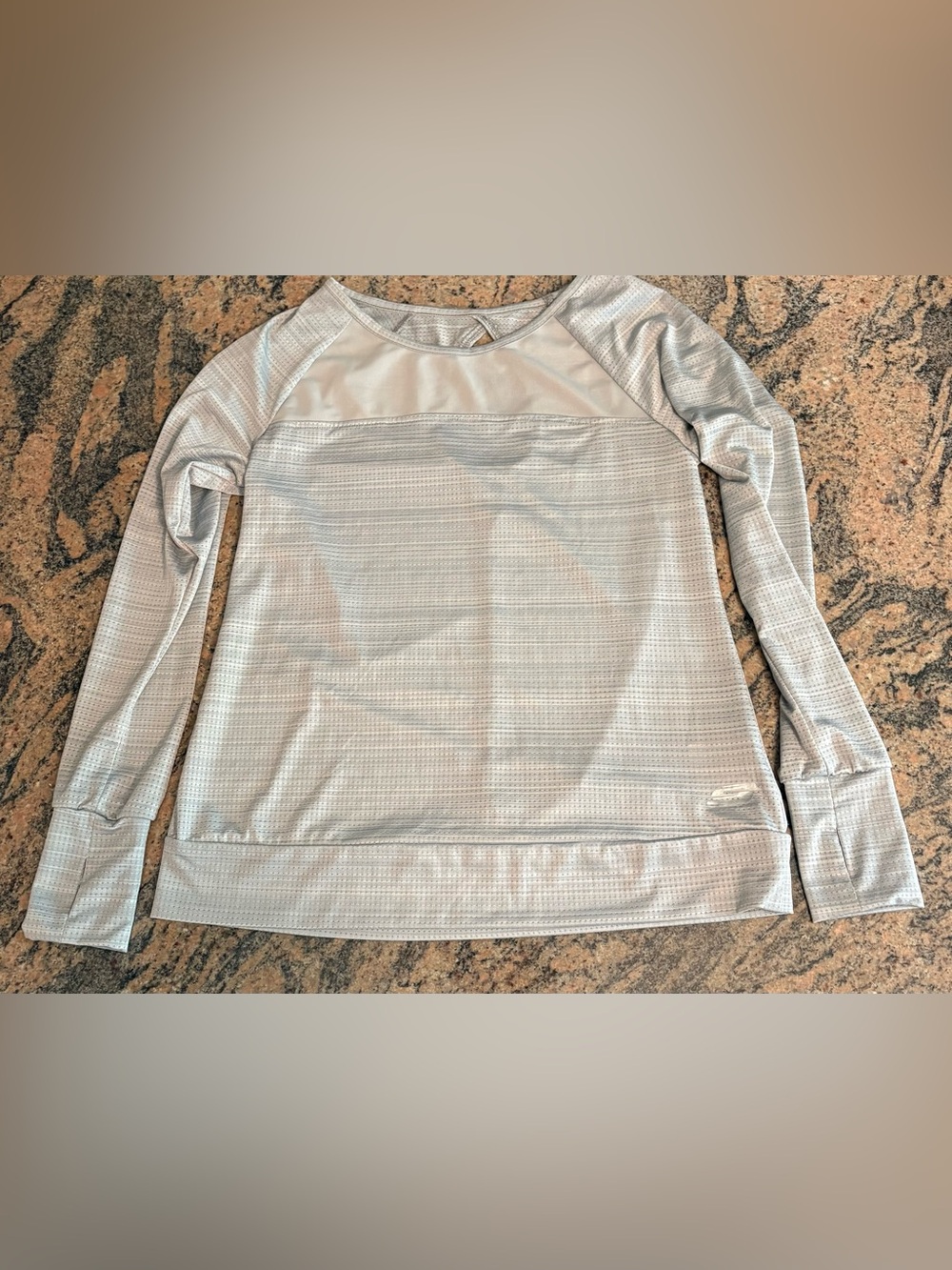 Skechers Sport Womens Medium Gray Athletic Long Sleeve Mesh Thumbhole Top